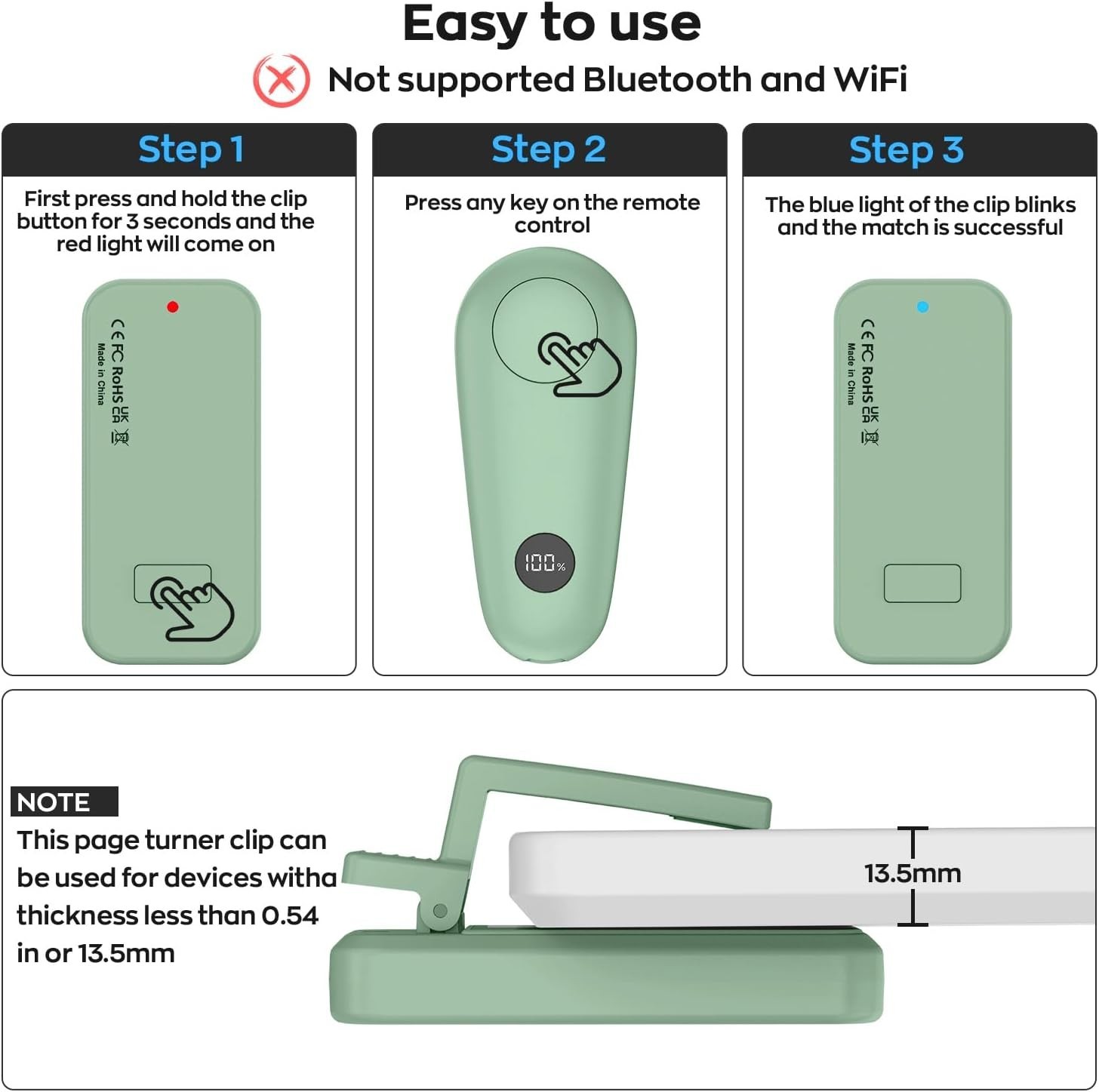 RF Remote Control Page Turner for Kindle Paperwhite Scribe Accessories, Page ...