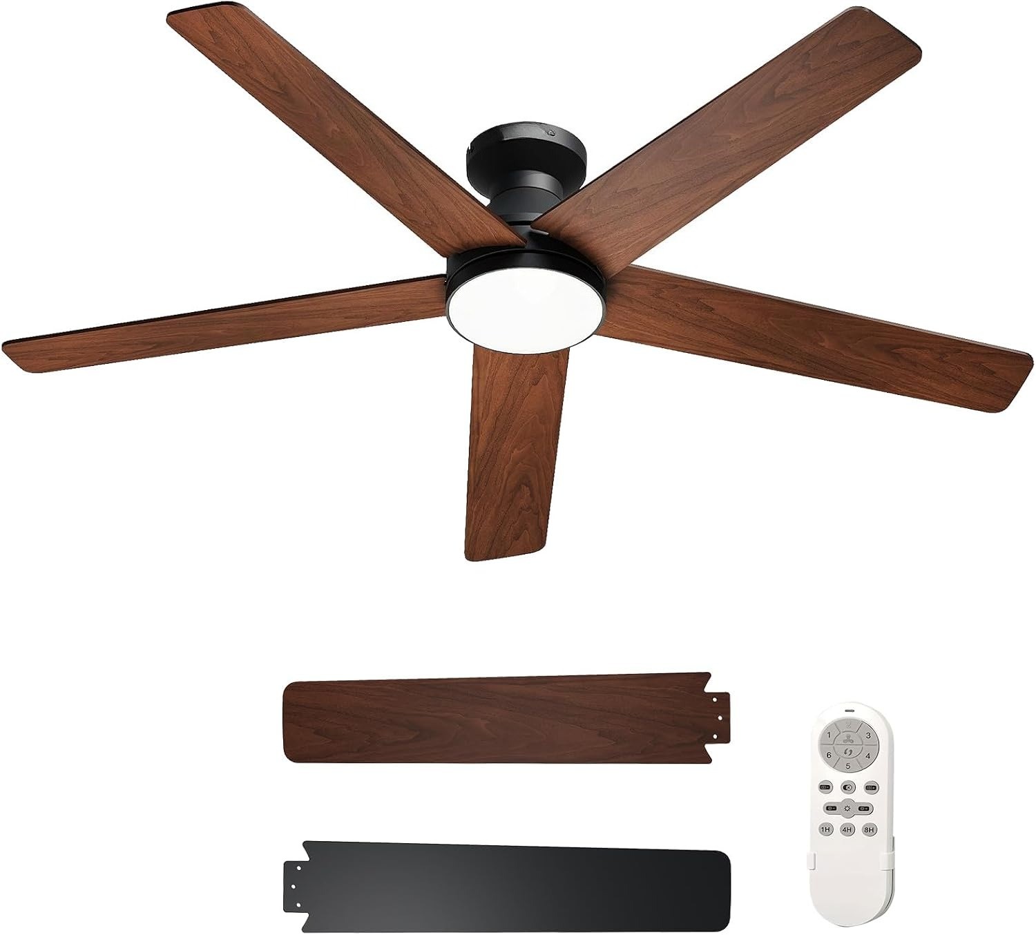 42 inch/52 inch Low Profile Ceiling Fan with Light, Wood Flush Mount Ceiling Fan