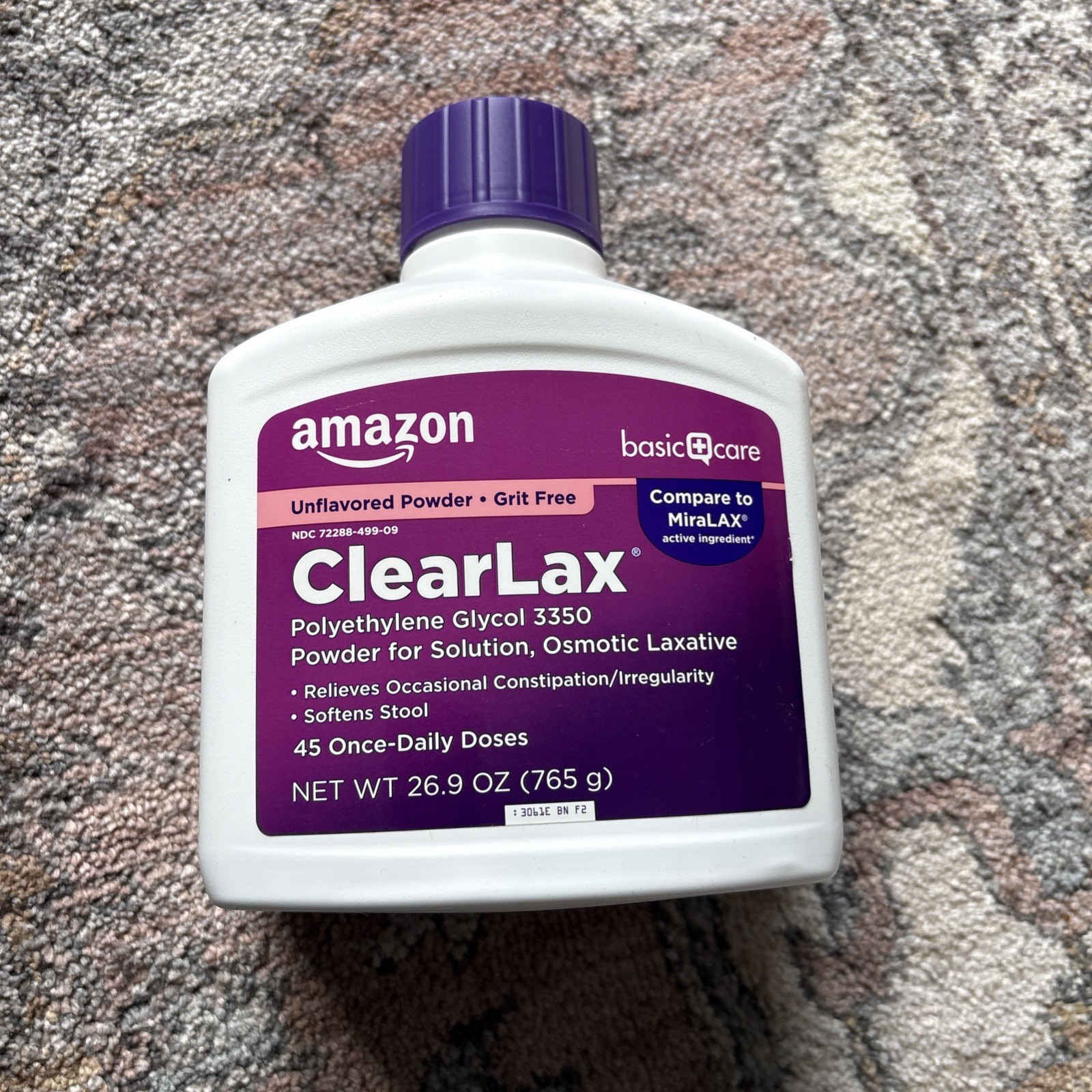 Basic Care Clearlax Polyethylene Glycol 3350 Osmotic Laxative 26.9oz. Exp 4/2028