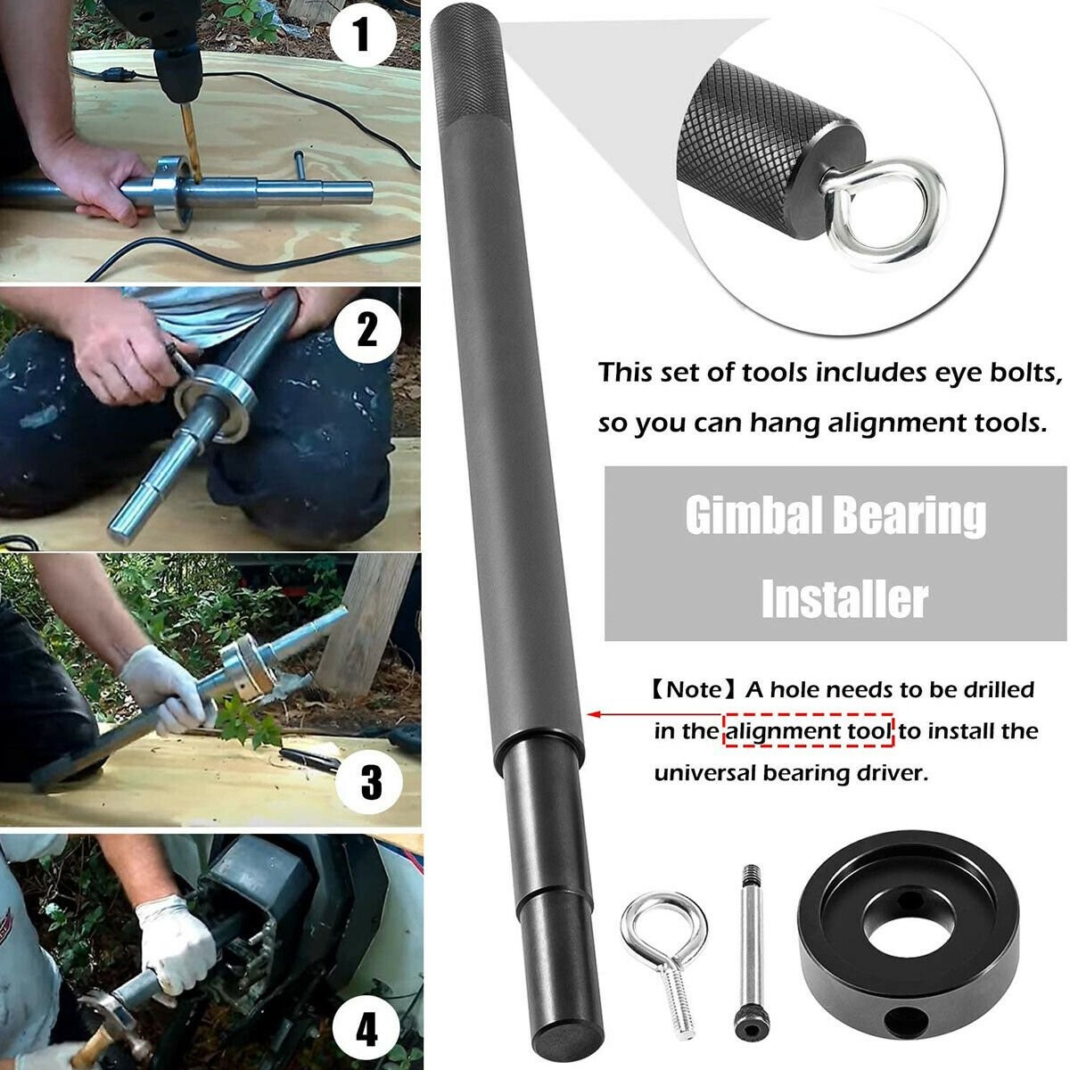 Gimbal Bearing Puller Alignment Tool & Hinge Pin Tool For Mercruiser Alpha Bravo
