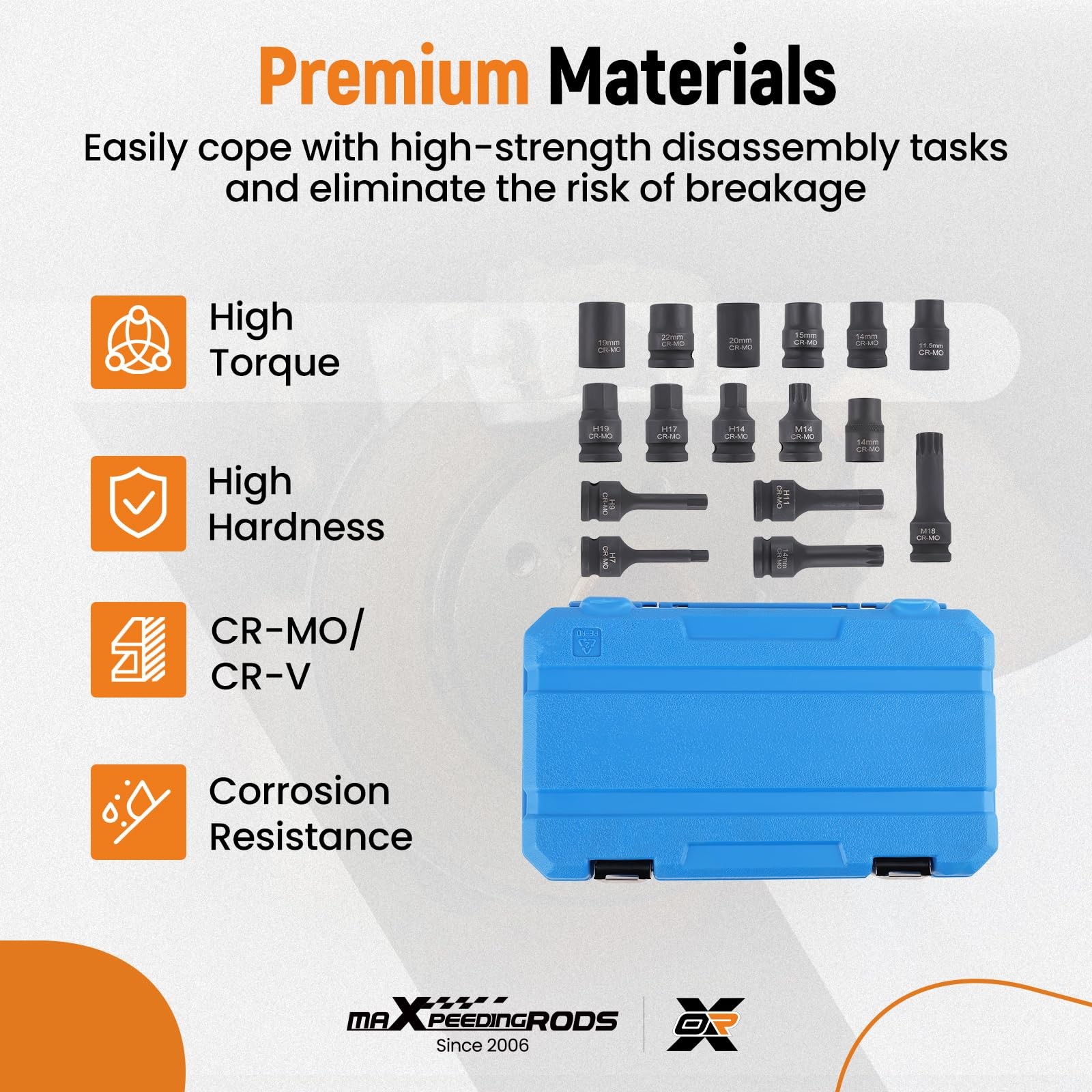 maXpeedingrods 16Pcs Impact Brake Caliper Socket Set, 1/2" Square Drive...
