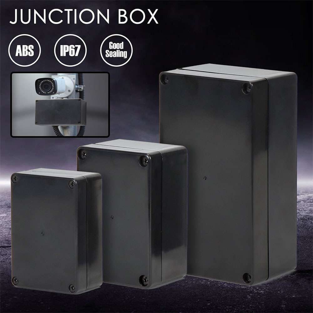 Black Plastic Waterproof Project Enclosure Electrical Junction Box Dustproof DIY