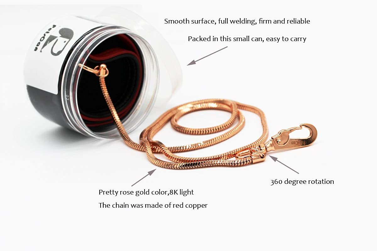 Chew Proof Dog Leash Snake Chain Red Bronze Metal with Leather Handle for Dog...