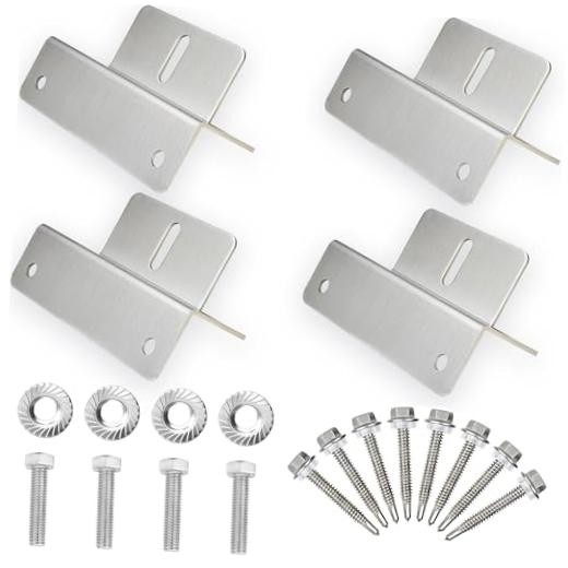 4-Piece Solar Panel Mounting Z Brackets (Lightweight Corrosion-Free Aluminum)