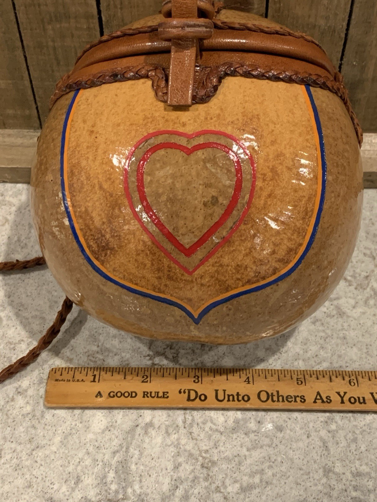 Vintage Handmade Gourd/Leather Calabash Shoulder Bag