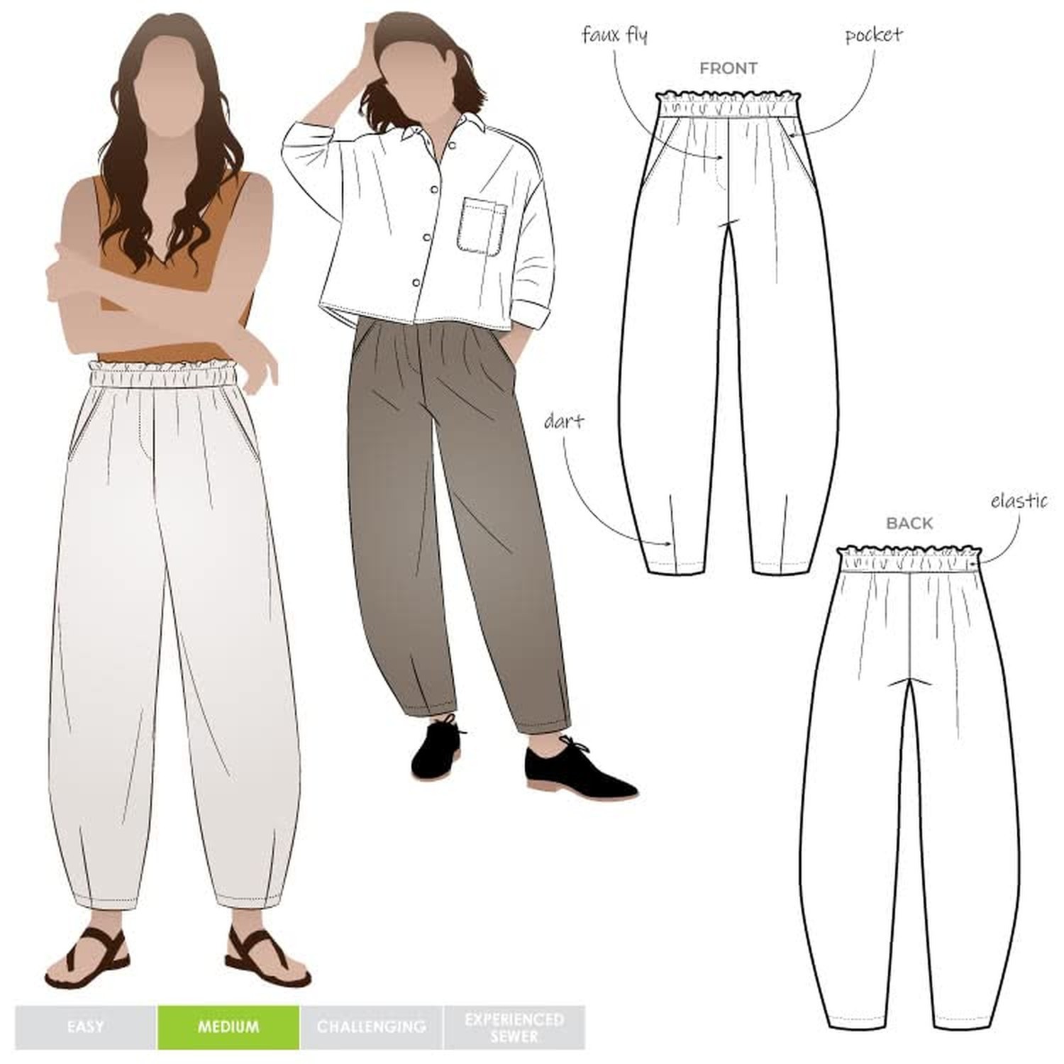 Style Arc Sewing Pattern - Barry Woven Pant (Sizes 10-22) Sizes 10-22