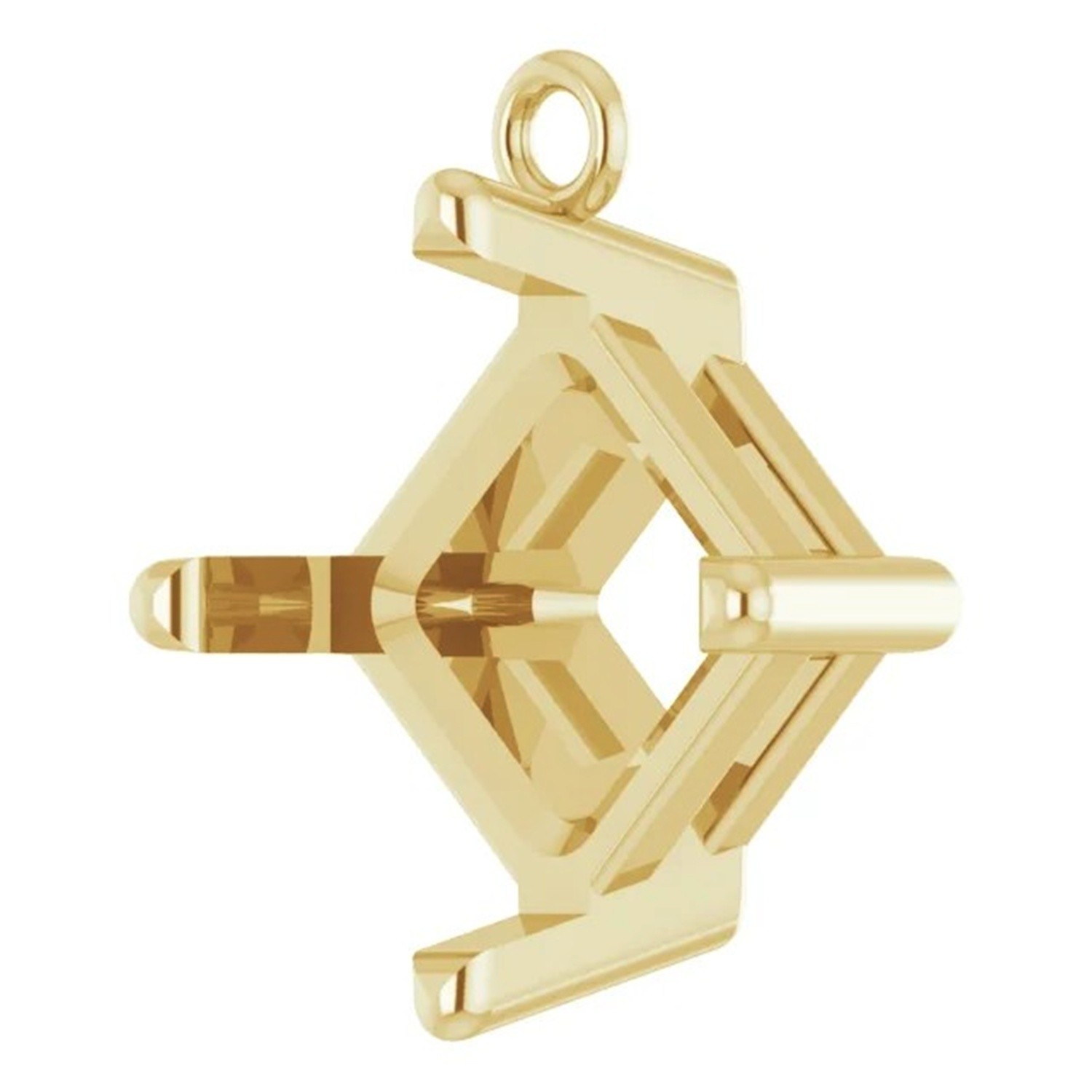 10K Yellow Gold Dangle Setting Princess Cut 4 Prong Angled Designed Mounting USA