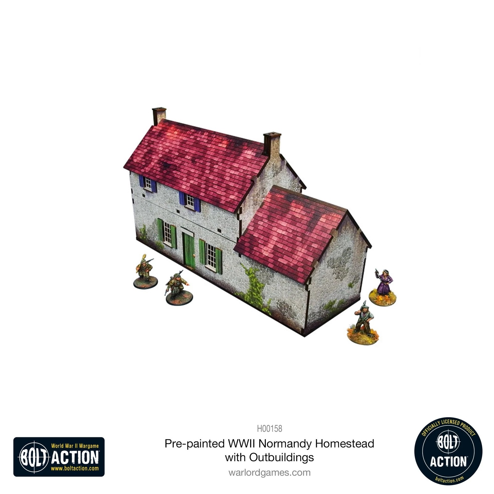 Micro Art Studio: Pre Painted WWII Normandy Homestead w/ Outbuildings