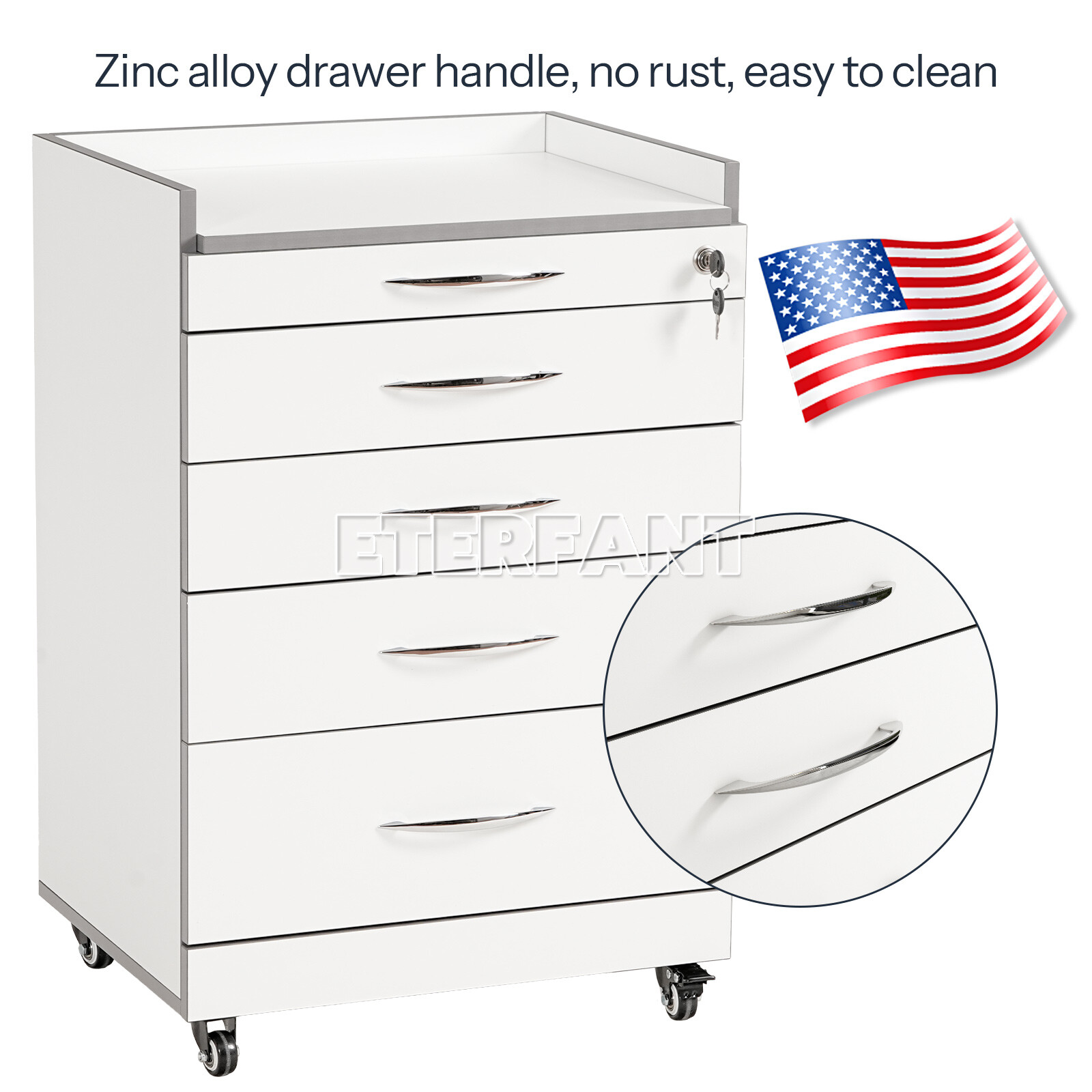 Dental Trolley Cart with Socket/Cart Acrylic Mobile Wooden Cabinet 4/5Drawers US