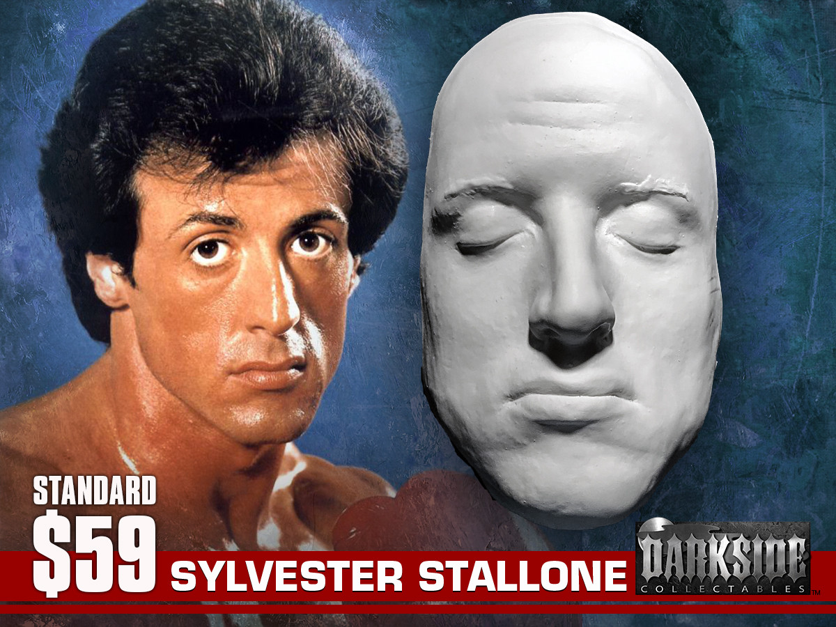 SYLVESTER-STALLION ROCKY RAMBO Life Cast Life Mask Lightweight White Resin