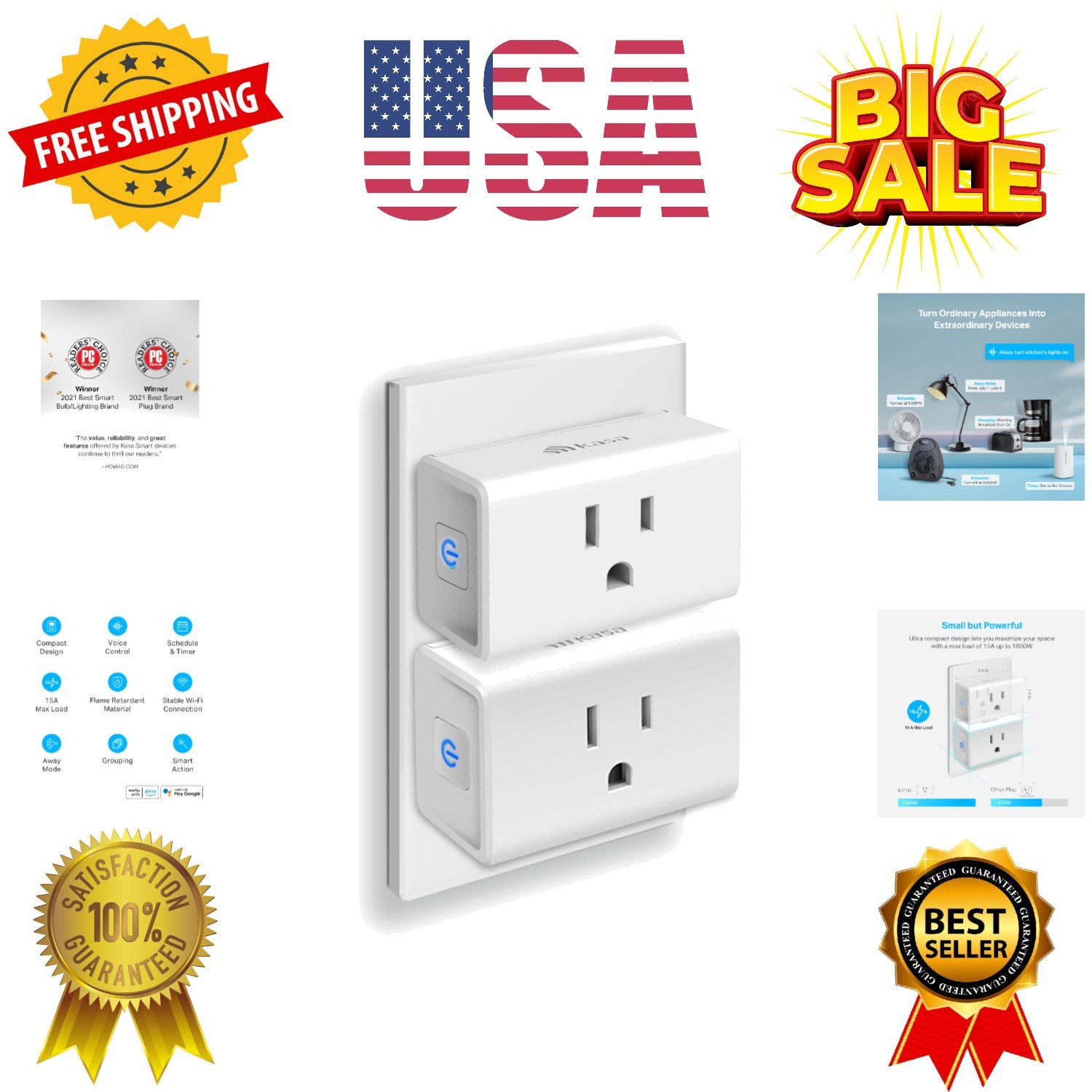 Plug Ultra Mini 15A, Smart Home Wi-Fi Outlet Works with Alexa, Google Home & ...