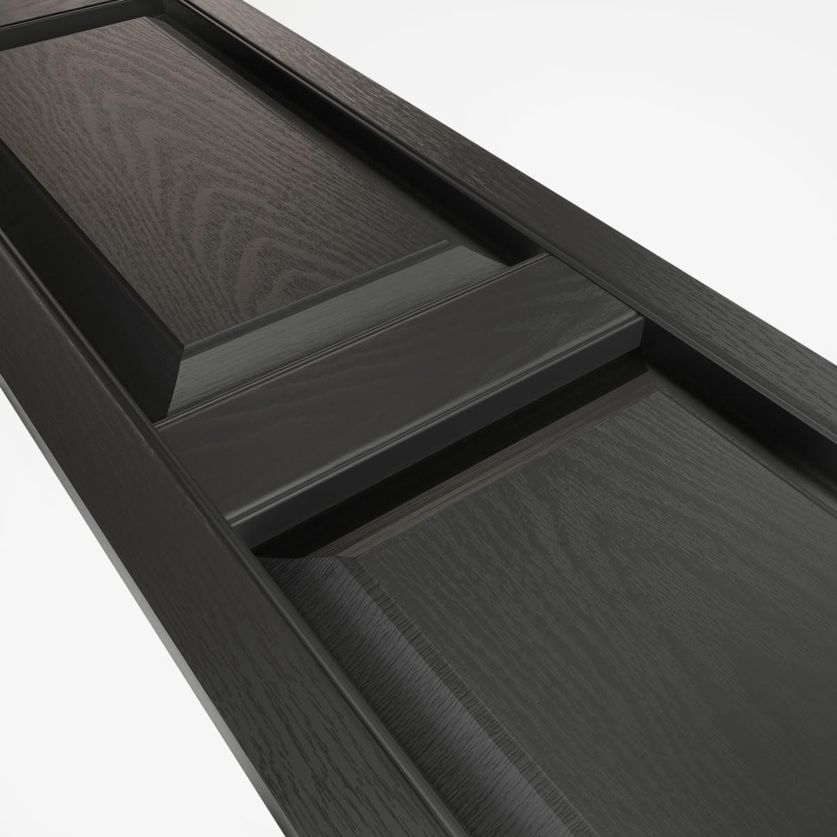 Custom Black Raised Panel Shutters - Two Equal Panels, 14.5"W x 30"H