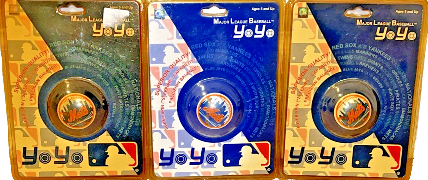 New York Mets Baseball Team 2.5" MLB YoYo Toys Lot of 3 New Blue Vintage 2006