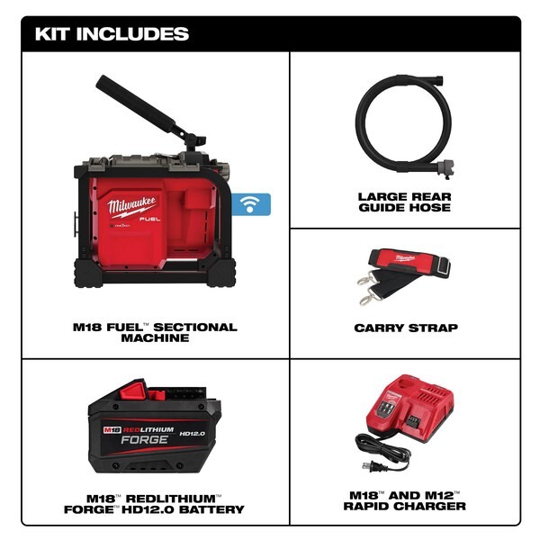 Milwaukee Tool 2818-21 M18 Fuel Sectional Machine For 5/8 In. & 7/8 In. Cable