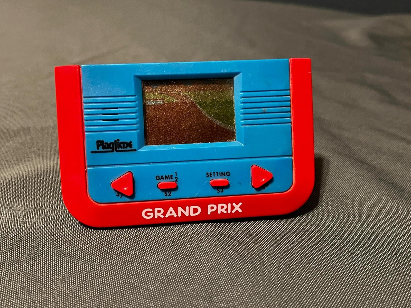 Playtime Grand Prix Handheld Electronic Console- LCD Screen 1980's- Working