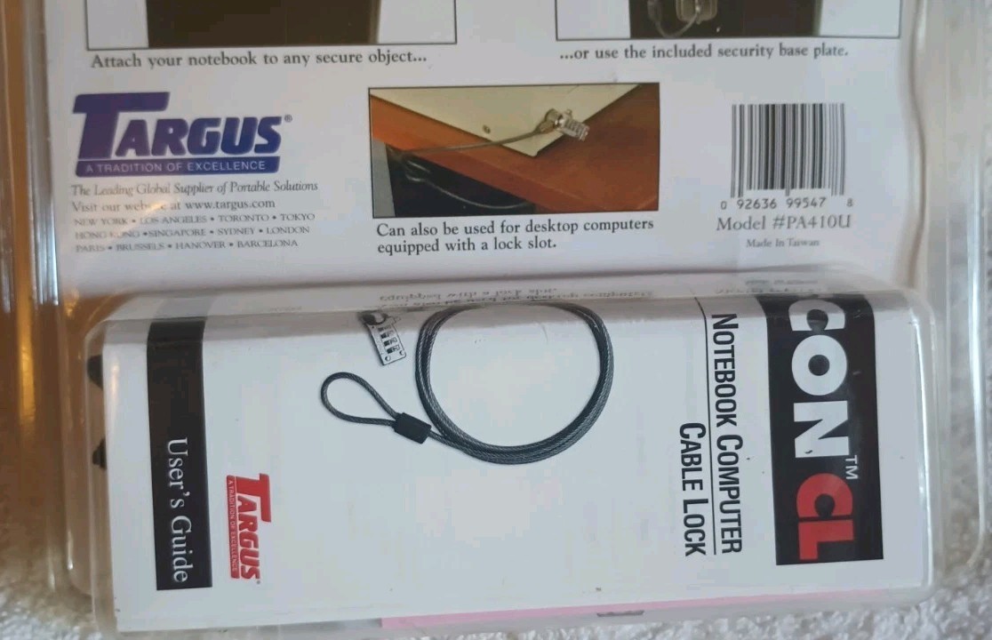 Targus Defcon CL Notebook Laptop PC Desktop Combo Cable Lock Security PA410U New
