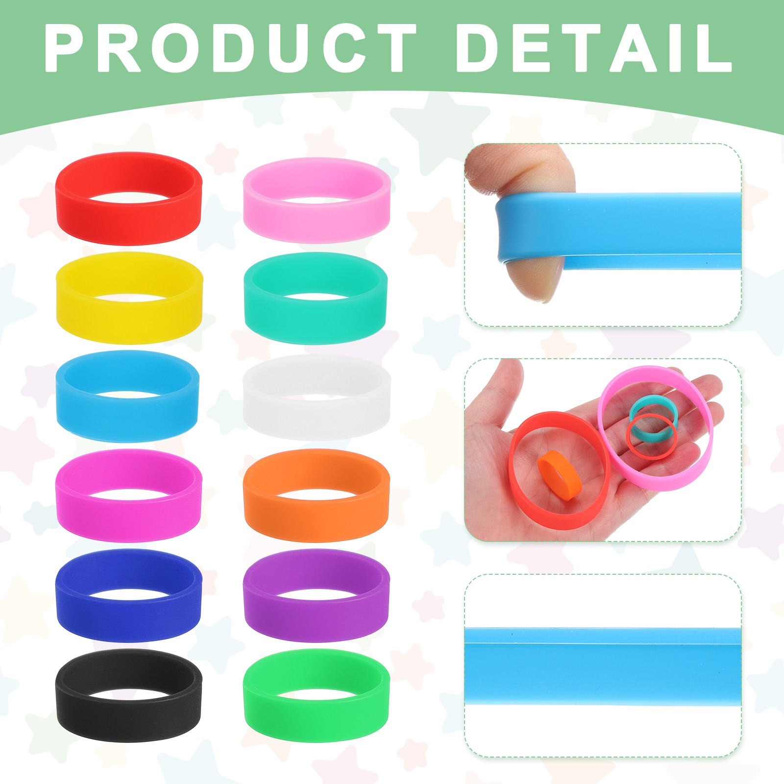 20Pcs Silicone Rubber Bands Non-slip 1.22 Inch Flat for Books, Pink