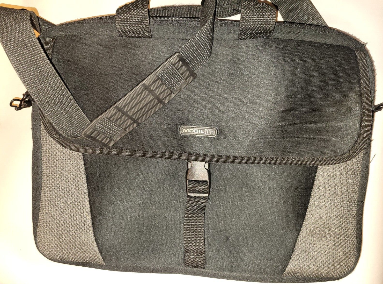 Gray / Black Mobile IT Polyethylene Laptop Bag 16" x 12" with 17" shoulder Strap