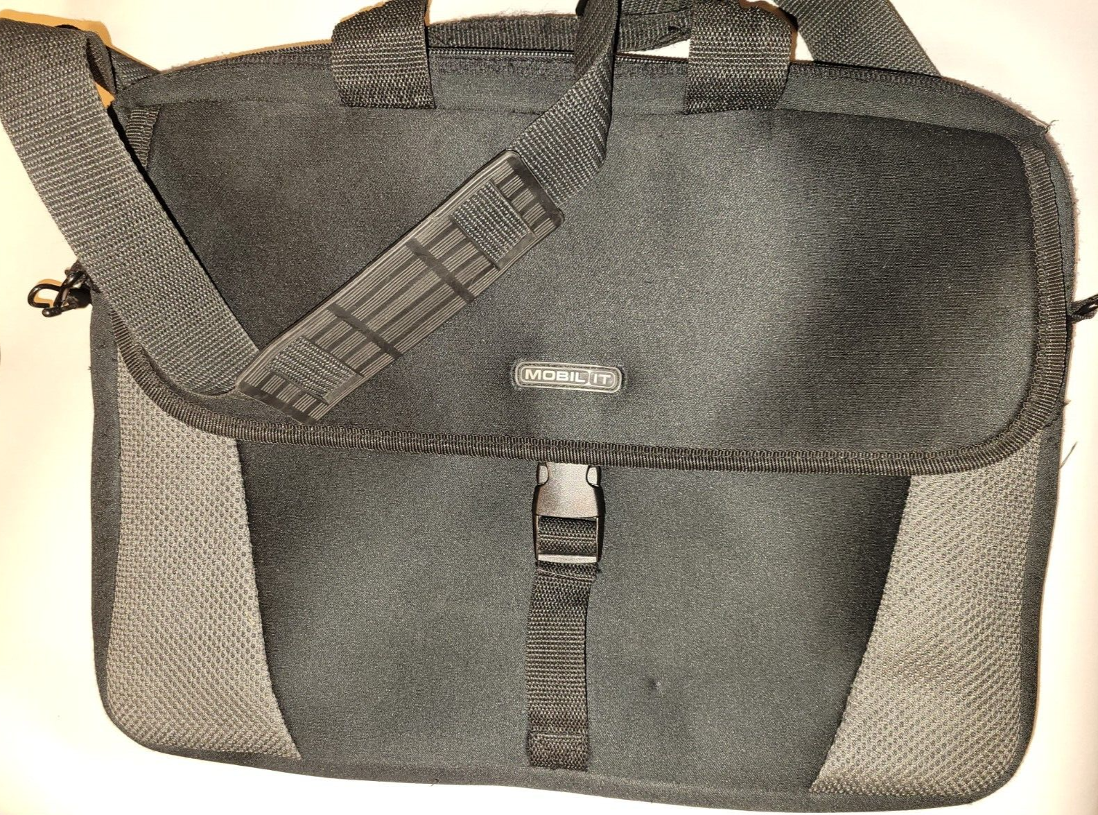 Gray / Black Mobile IT Polyethylene Laptop Bag 16" x 12" with 17" shoulder Strap