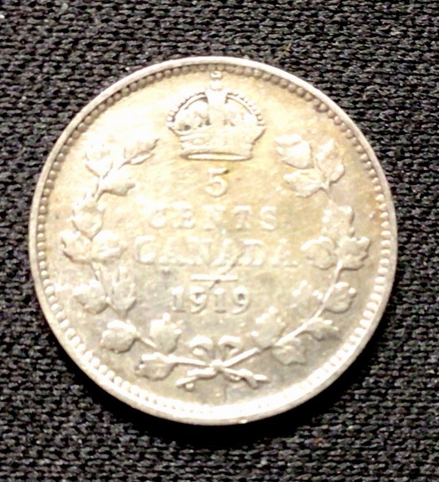 1919 Canada Silver 5 Cents! ENN Coins