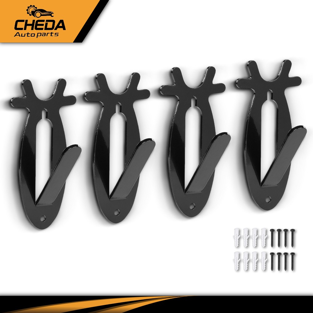 4PCS Black Antler Style European Mount Deer Skull Hanger Wall Bracket W/Hardware