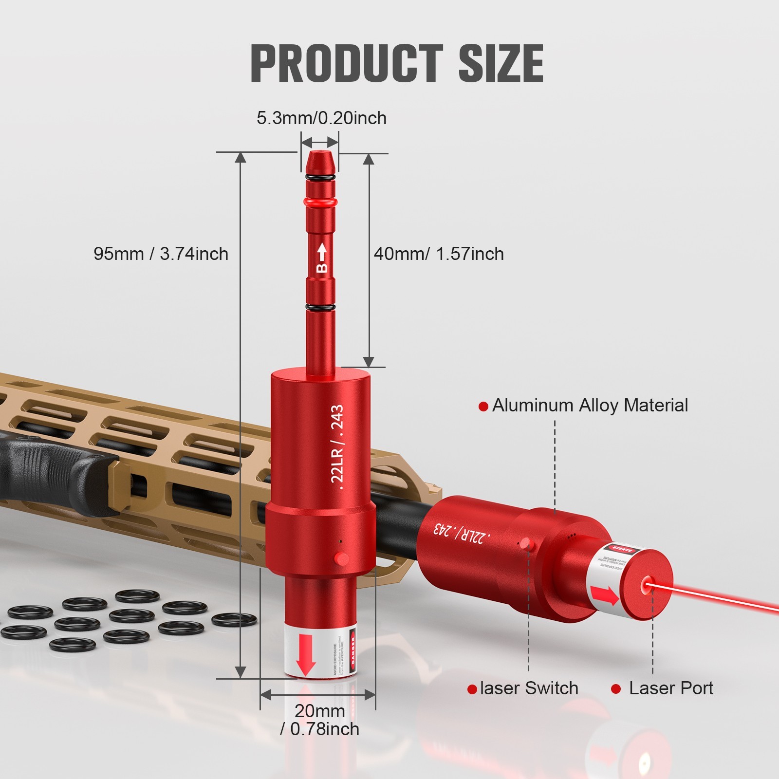 1pc 22lr/243 2-in-1 dry-fire laser trainer + 1pc laser electronic target