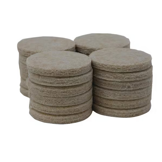 Shepherd 1 1/2 in Beige Round Felt Heavy Duty Self Adhesive Furniture Pads 24 pk