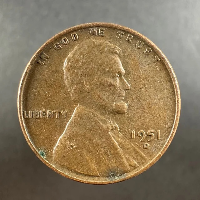 1951-D Lincoln Wheat Cent Well-Worn Detail