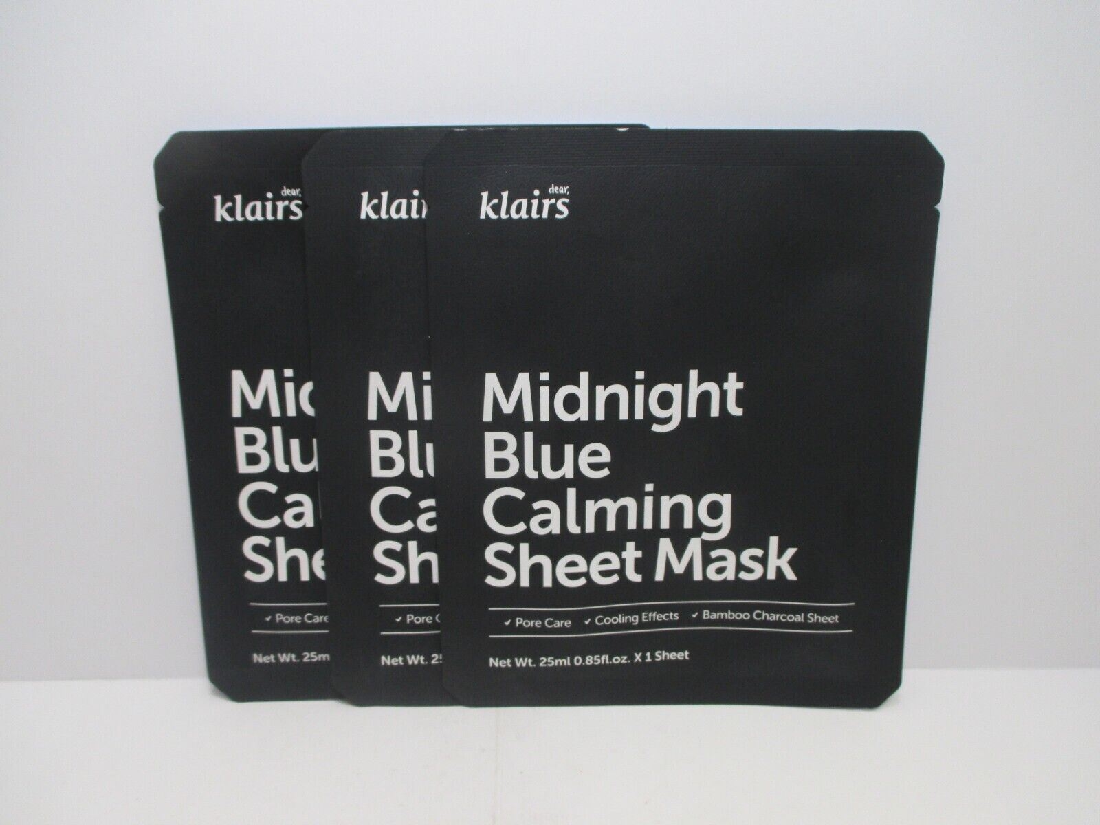 KLAIRS MIDNIGHT BLUE CALMING SHEET MASK 0.85 OZ NWOB LOT OF 3