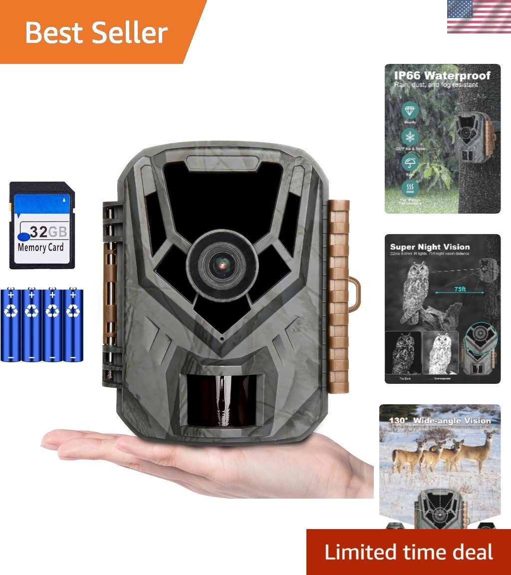Mini Trail Camera 36MP 2.7K with Night Vision & 0.1s Trigger Time, 130° Angle