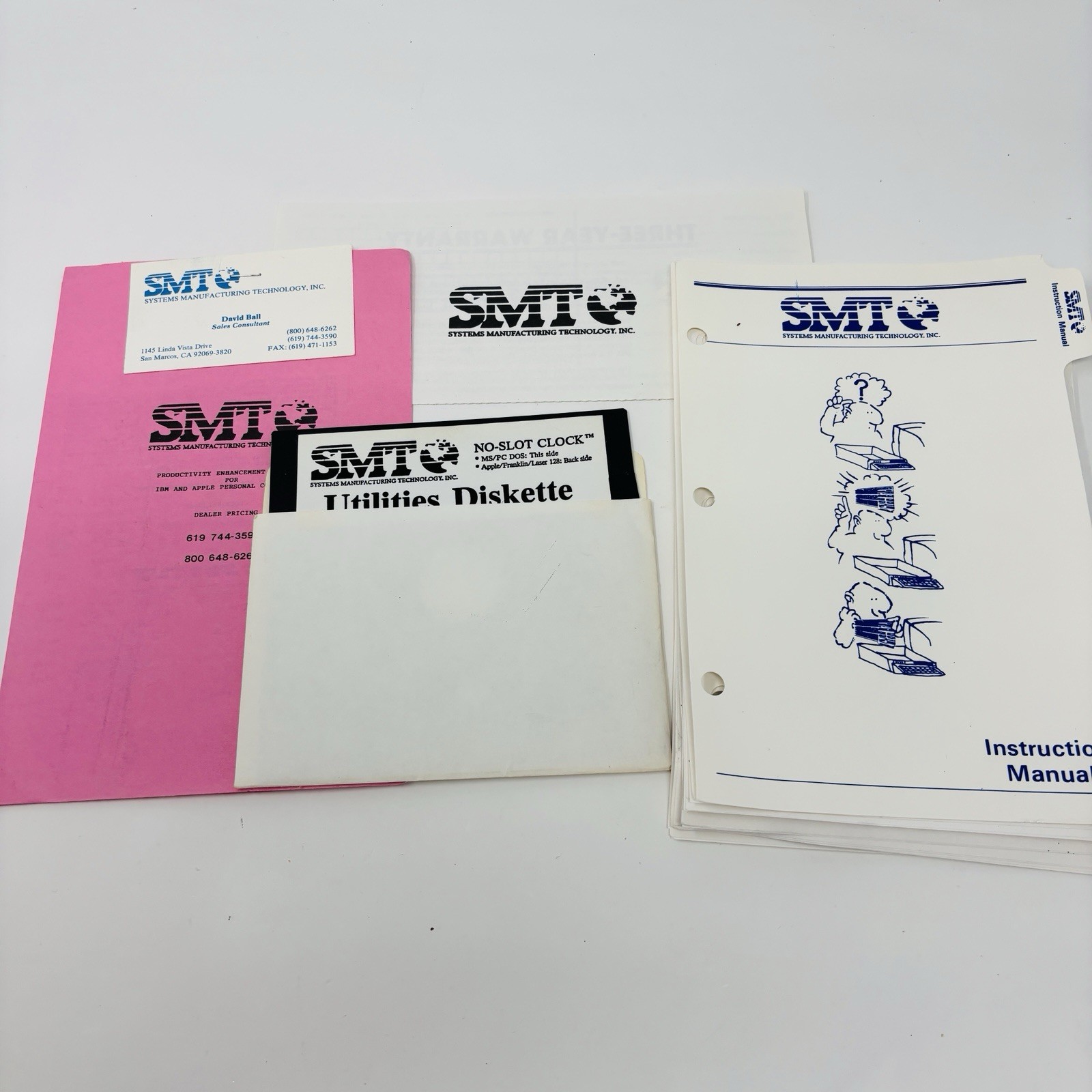 SMT Utilities Diskette Apple II Franklin Vintage Software 5.25" No-Slot Clock