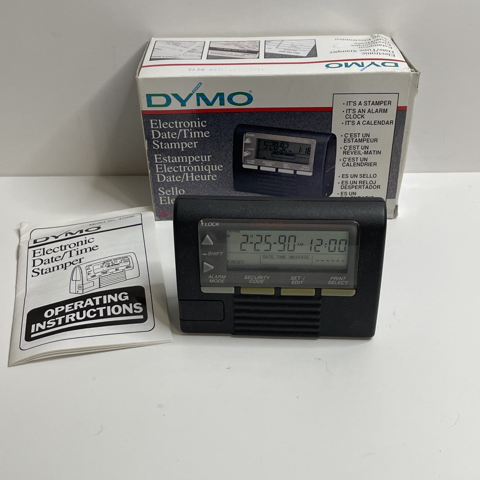 Dymo 47000 Electronic Date / Time Stamper Alarm Clock / Calendar AS IS FOR PARTS