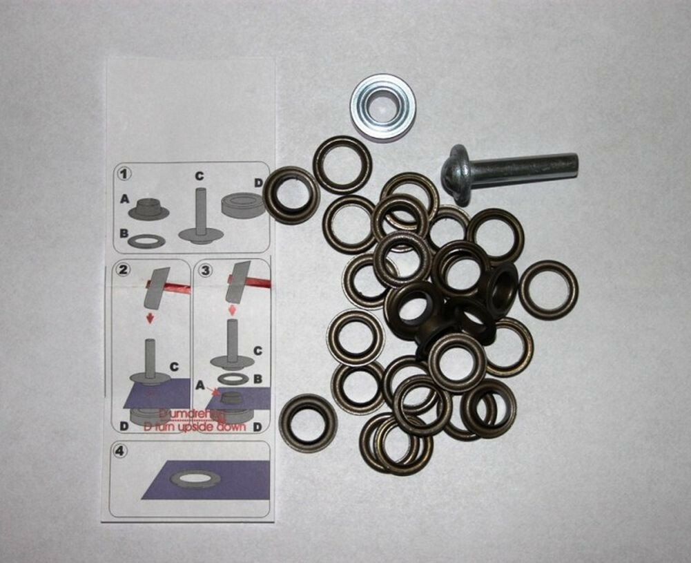 641376 24 Eyelets with Discs 8 MM Old Copper Incl. Tool