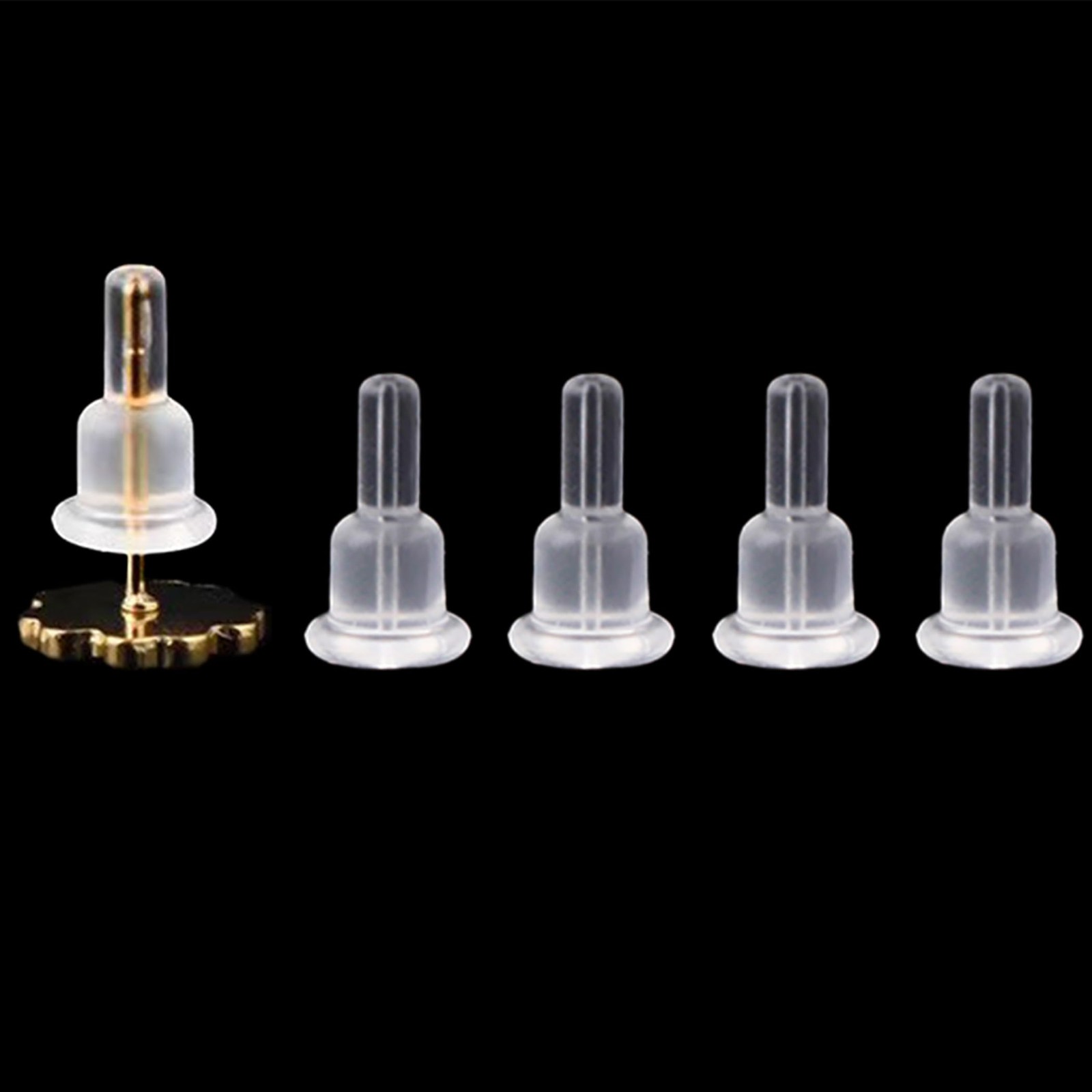Comfort TPE Silicone Earring Backs, Impenetrable Long Soft Clear Hypoallergen...