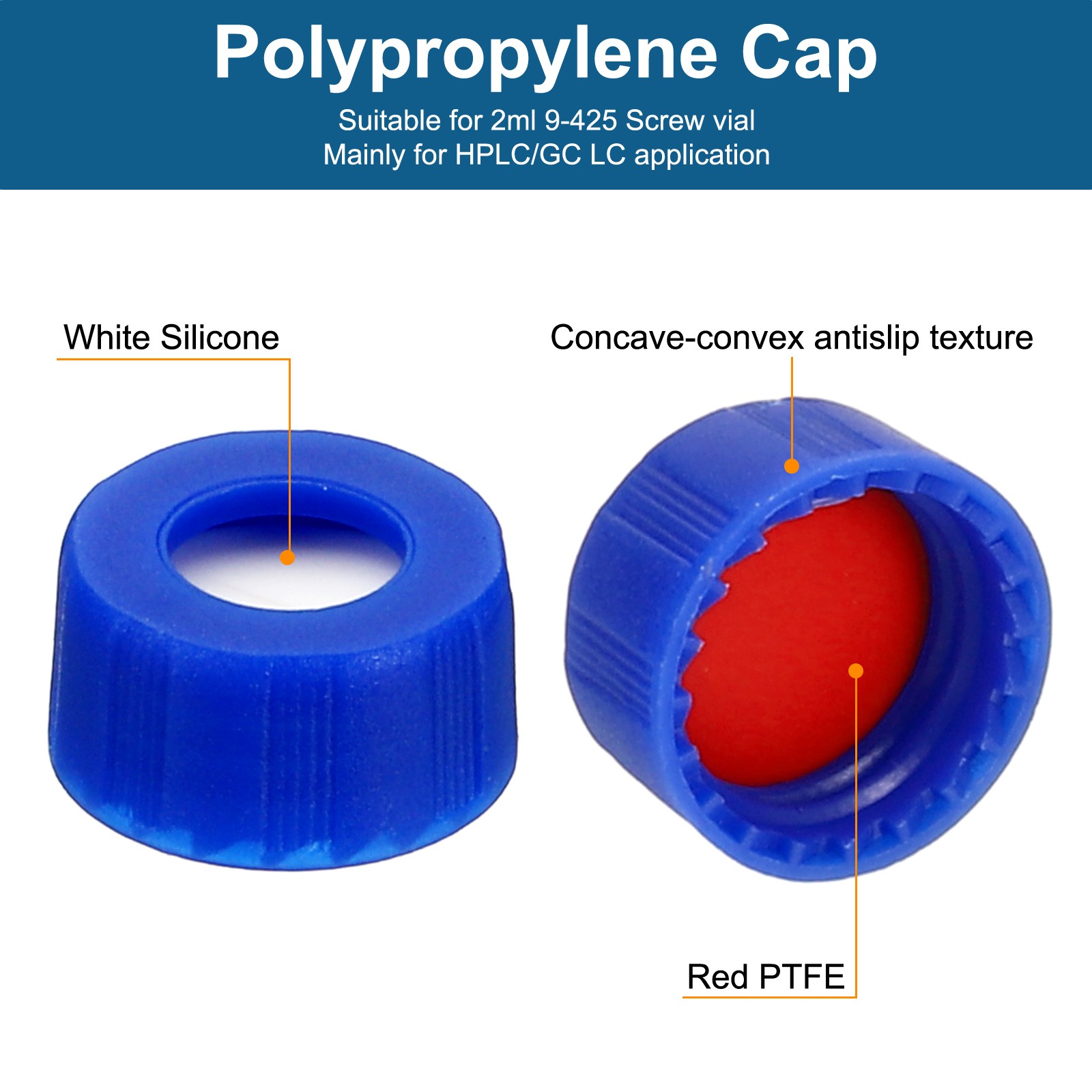2ml self-sampler vial, 100pcs red patch PTFE & white silicone sets