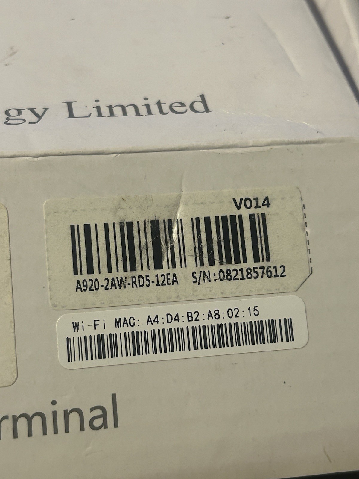 PAX A920 5" Touchscreen Thermal Printer Dual Camera Mobile Payment Terminal.