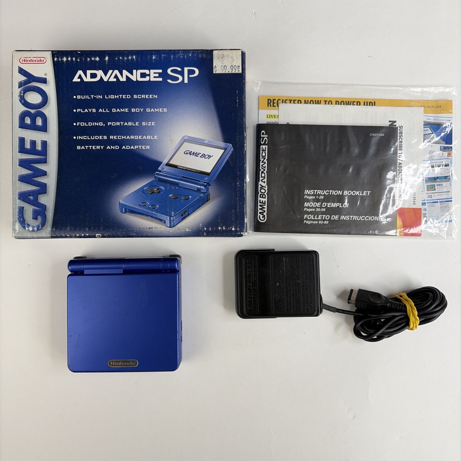 Nice! OEM Nintendo GameBoy Advance SP In Box Cobalt Blue System Complete