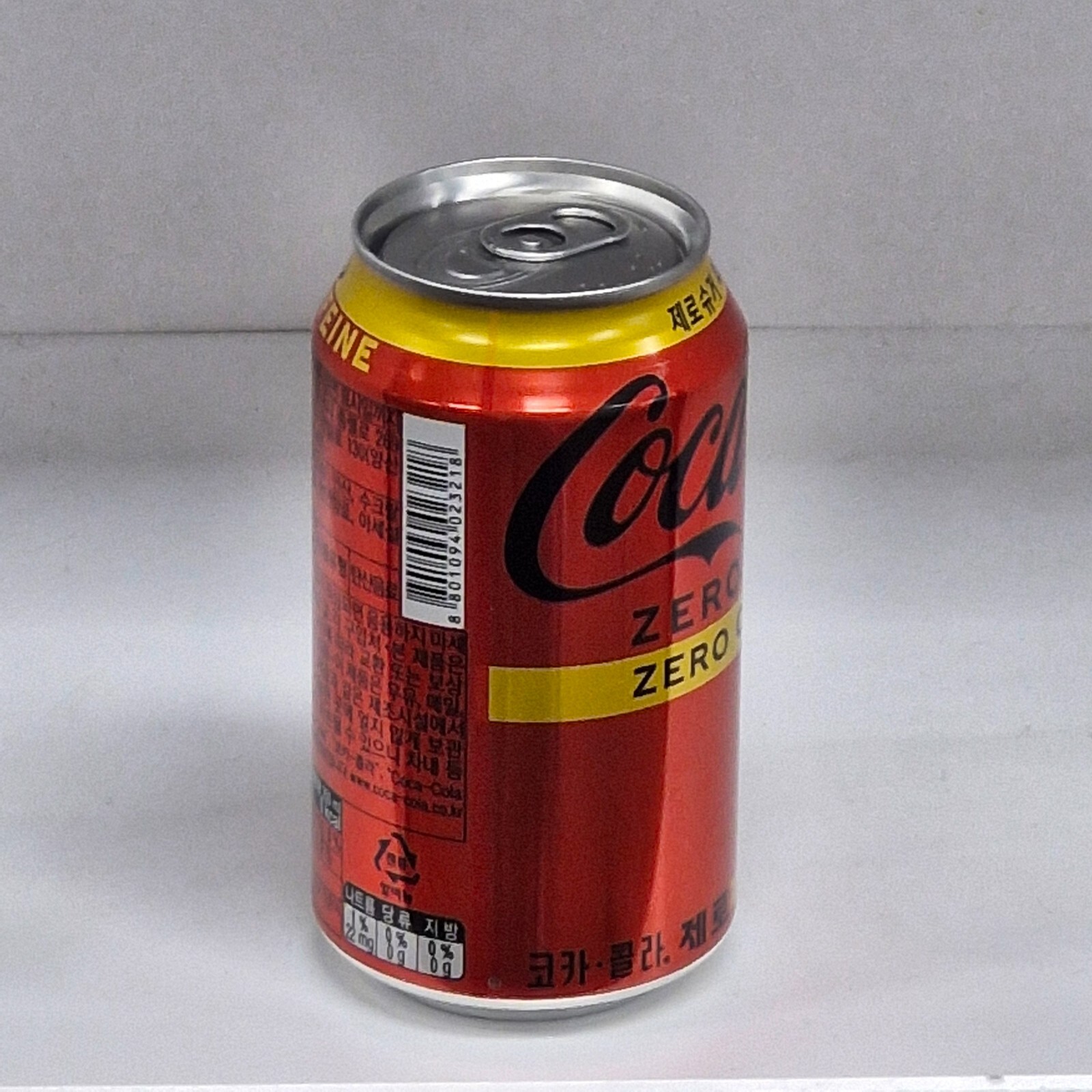 Coca Cola zero caffeine Can Empty 350ml.