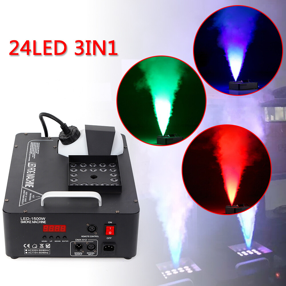 1500W RGB Vertical Stage DJ Fog Smoke Machine Upspray Fogger DMX Wireless Remote