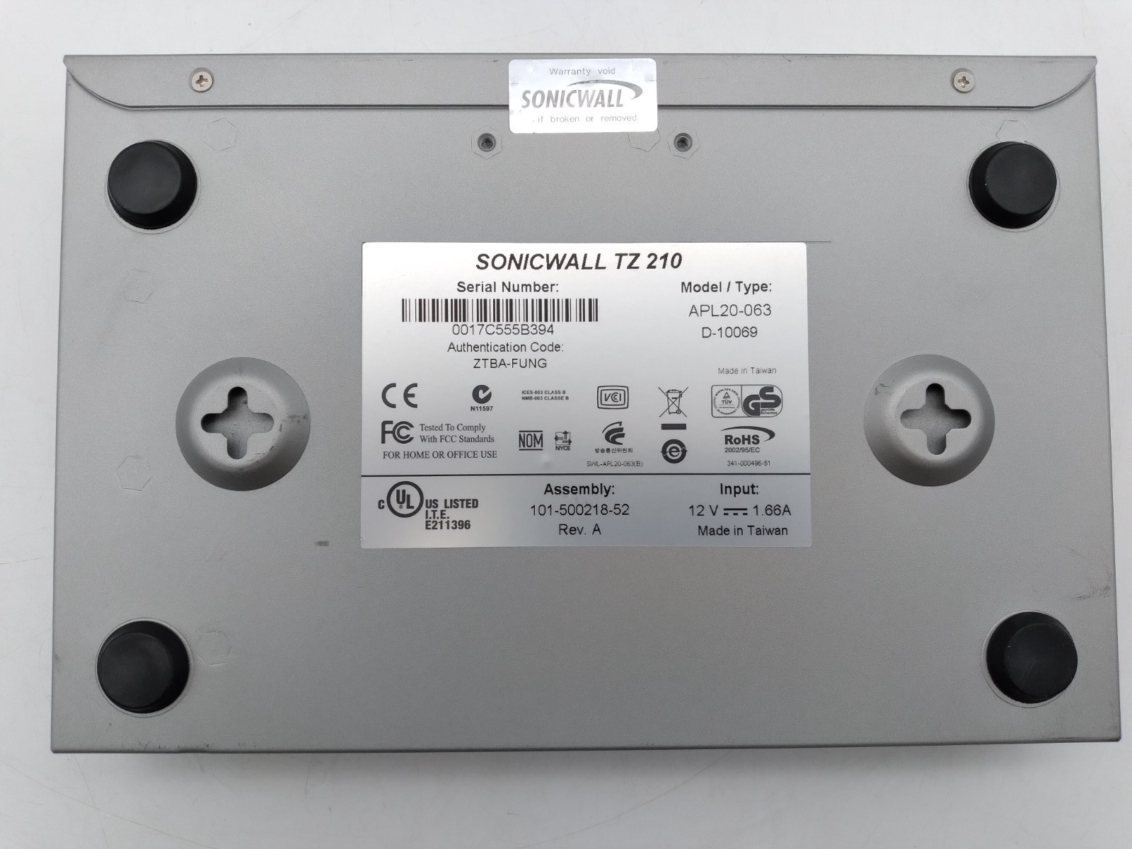 SonicWall TZ210 Firewall-Network Security Appliance APL20-063 w/Power Adapter
