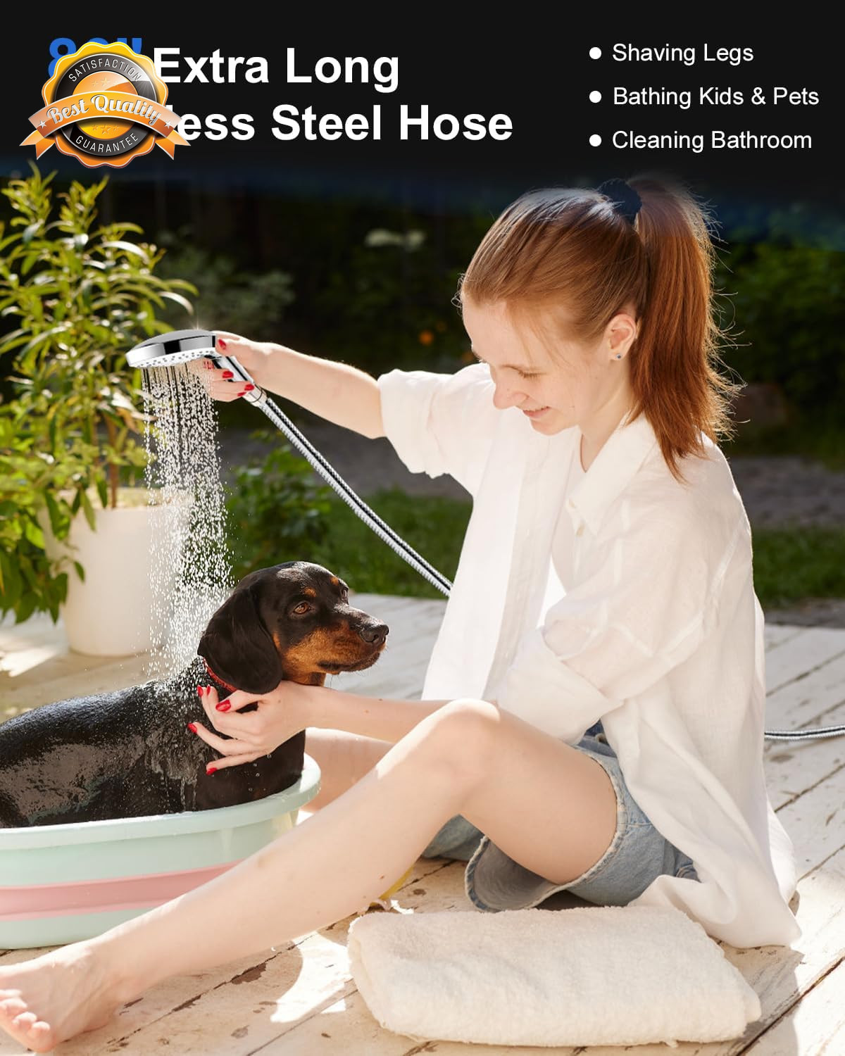 Handheld Shower Head High Pressure 80 Inch Hose ON OFF Switch Set