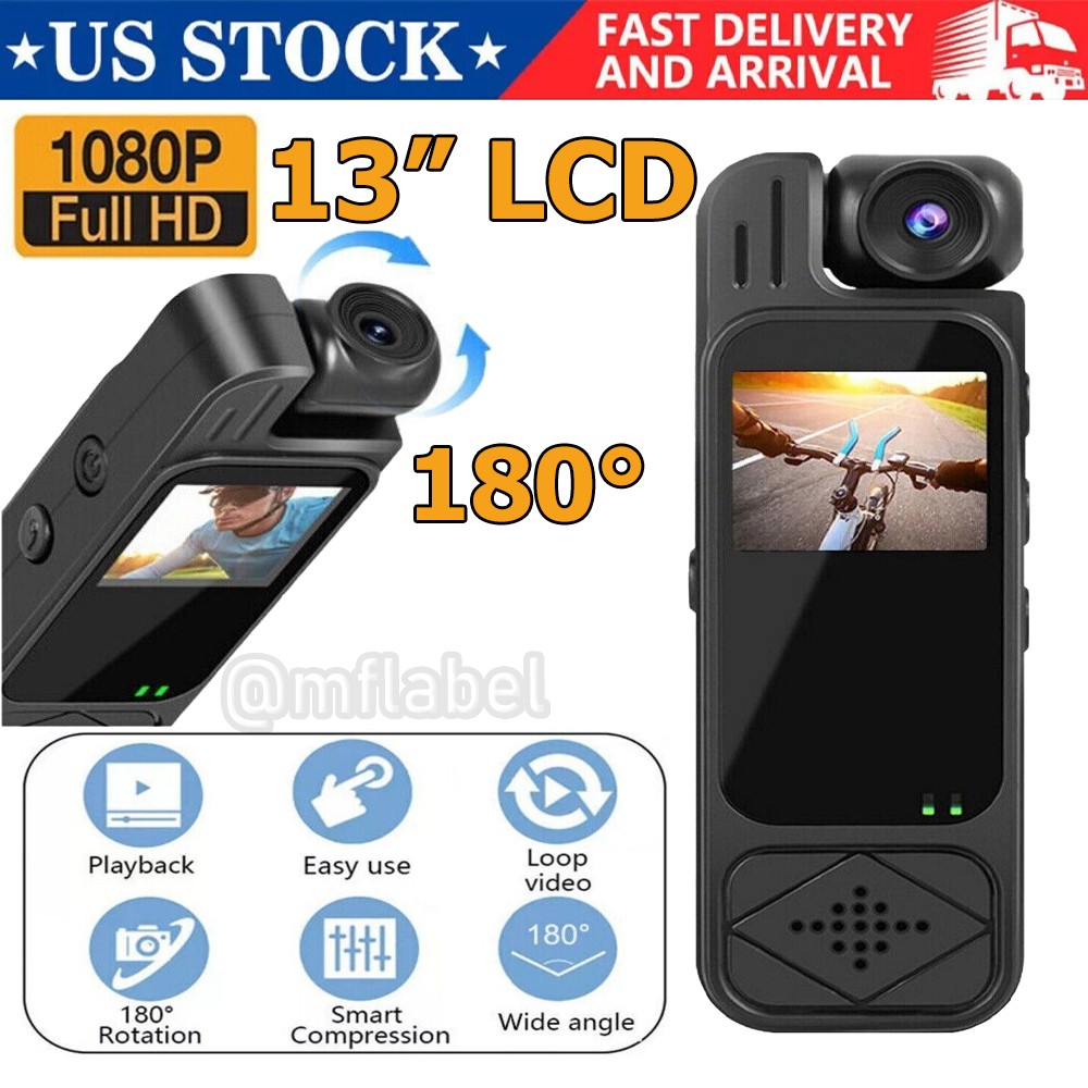 20 Hour 1080P Camcorder Mini Police Body Camera HD 180° Video DVR IR Night Cam
