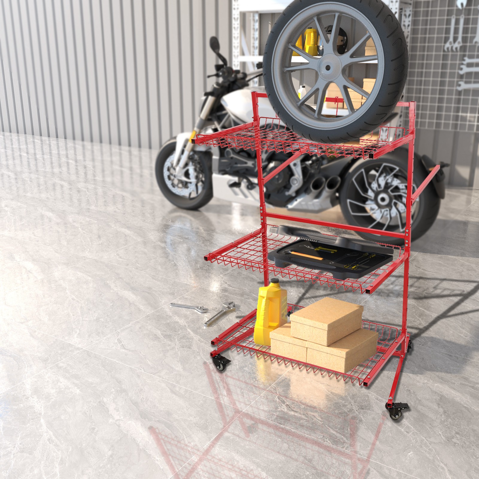 Parts Management Storage Rack Mobile Auto Body Rolling Parts Cart Body Shop Tool