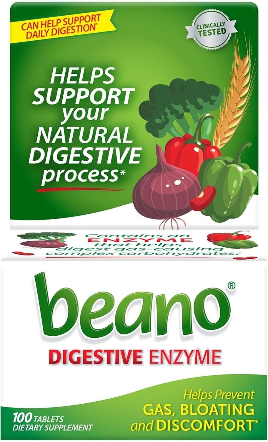 Beano Extra Strength Gas Relief Tablets 100 Count Vegetarian Antigas Support