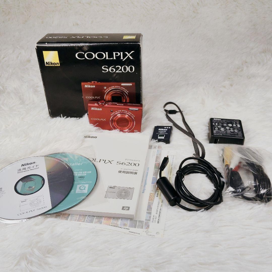 Excellent Nikon COOLPIX S6200 Brilliant Red (with Accessories)
