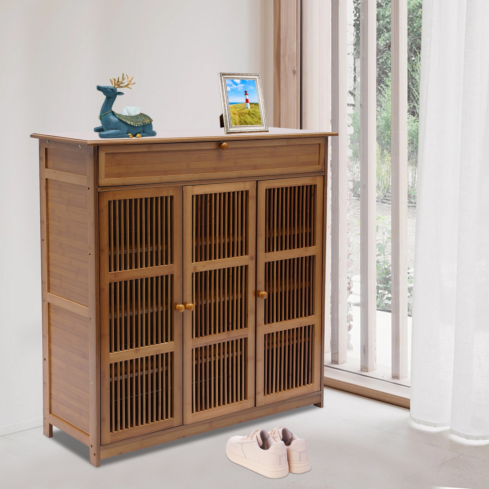 Shoe Rack Storage Organizer Cabinet Entryway Stand Table Drawer and 4 Shelves