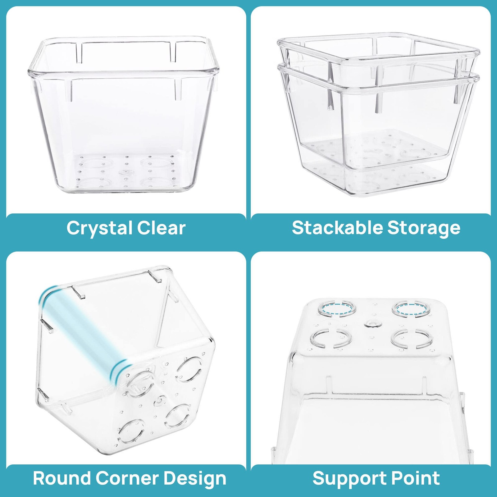 15 PCS Clear Plastic Drawer Organizers Set, 4-Size Versatile Bathroom and Van...