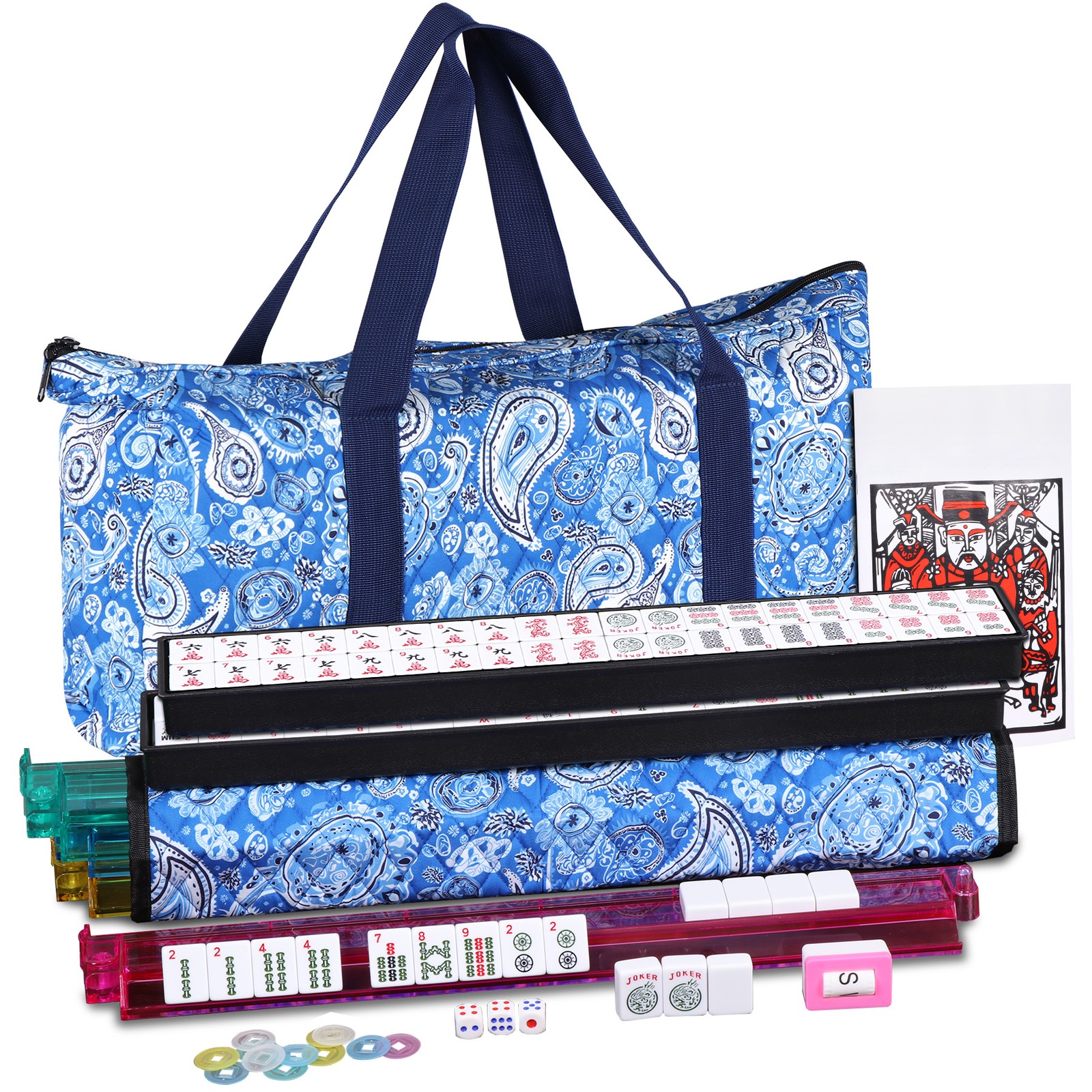 New! - American Mahjong Set 166 Premium White Tiles 4 All-in-One Rack/Pushers