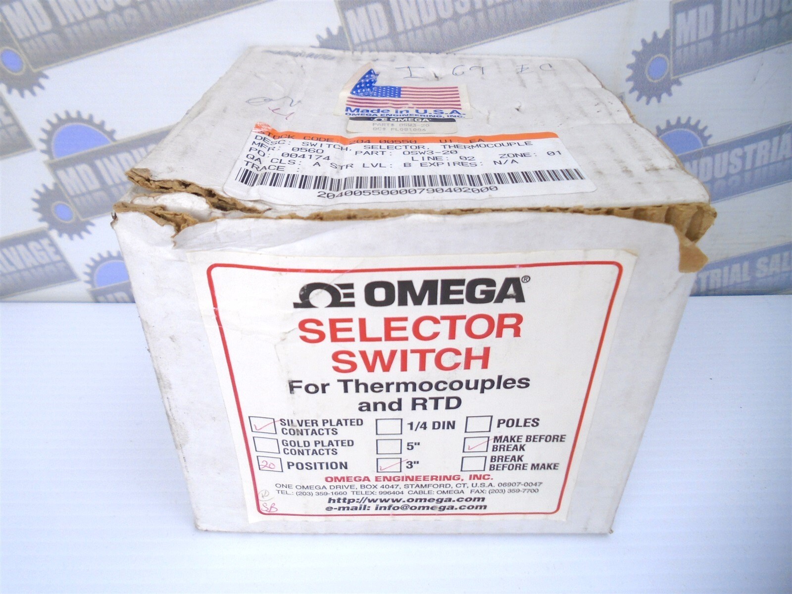 OMEGA - OSW3-20 - 20 Position 3" ROTARY SELECTOR SWITCH THERMOCOUPLES 2-Pole