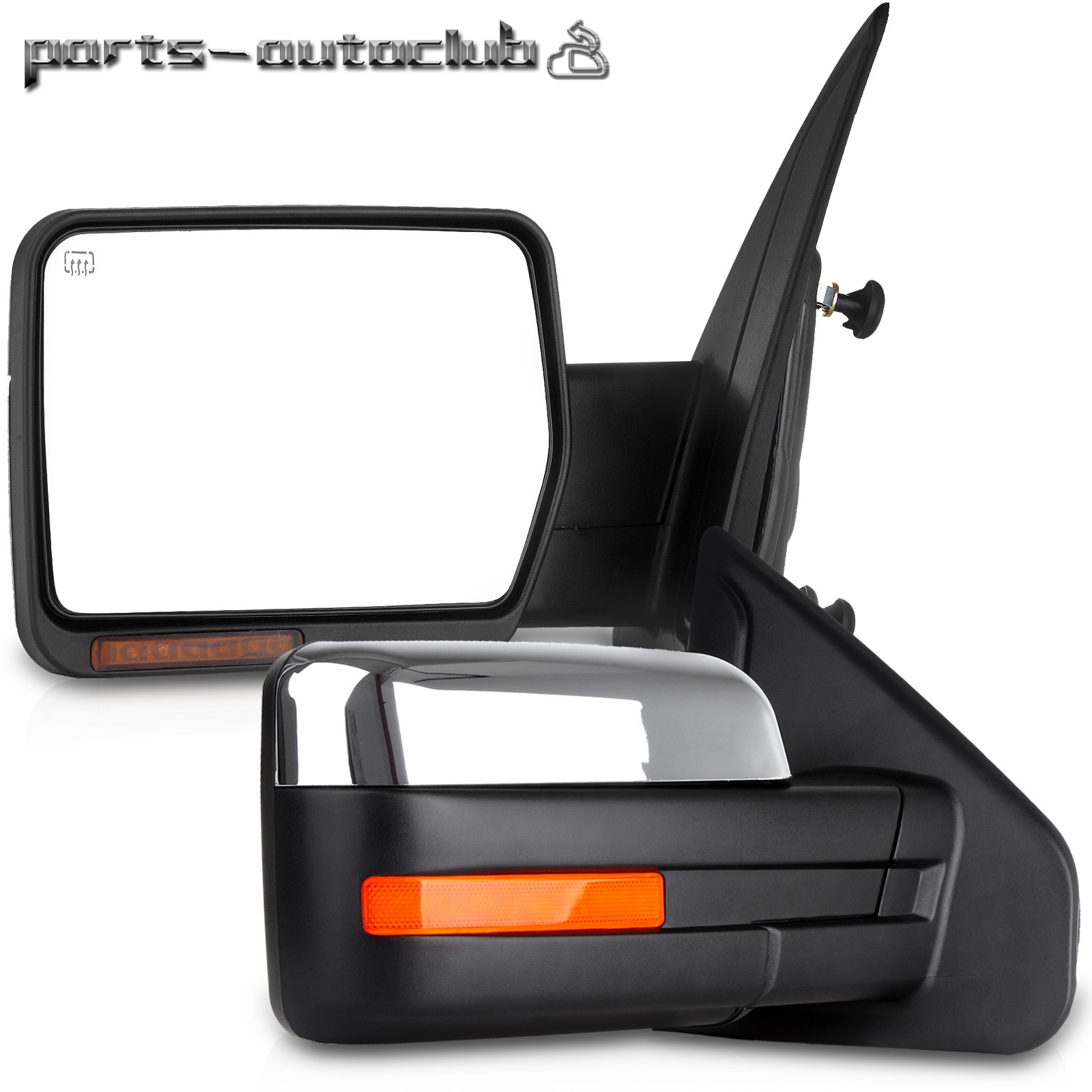 Chrome Power Heated Signal light Side Tow Mirrors Pair For 2004-2014 Ford F-150